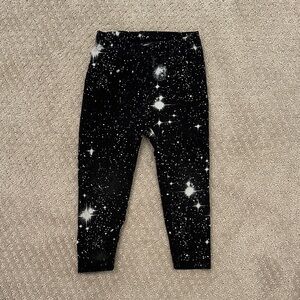 Lands' End Girls Black Galaxy Star Pattern Leggings XXS Size 2-3